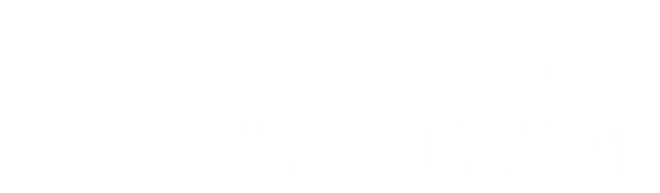 golden express construction logo in white